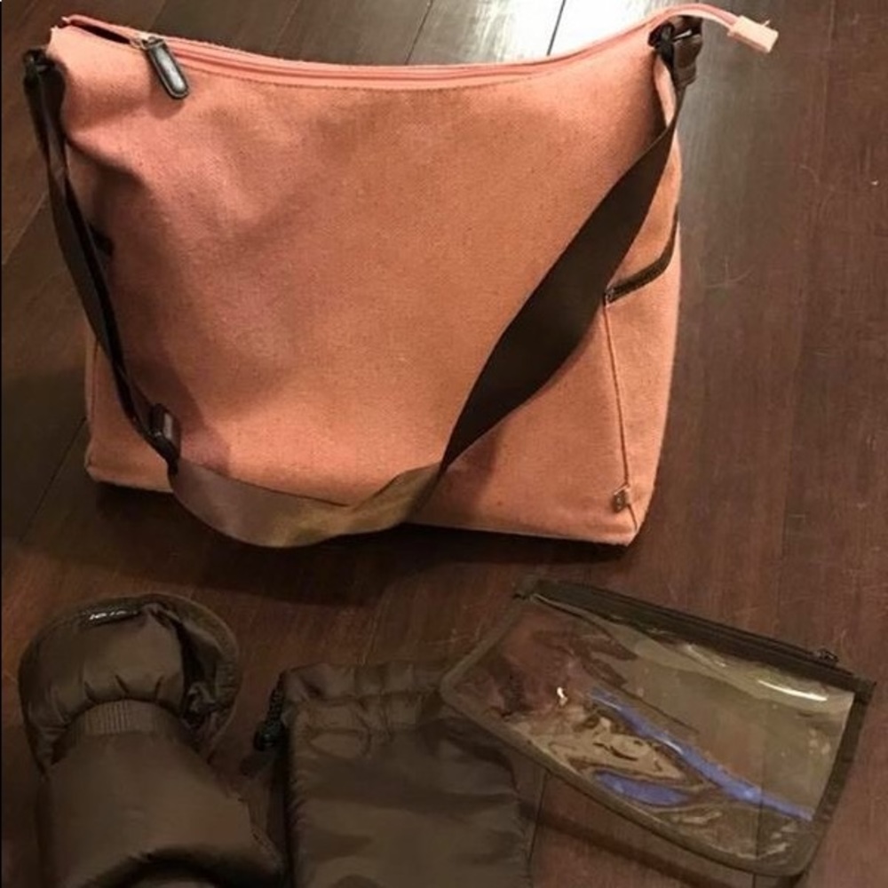 Oioi Pink and Brown Diaper Bag