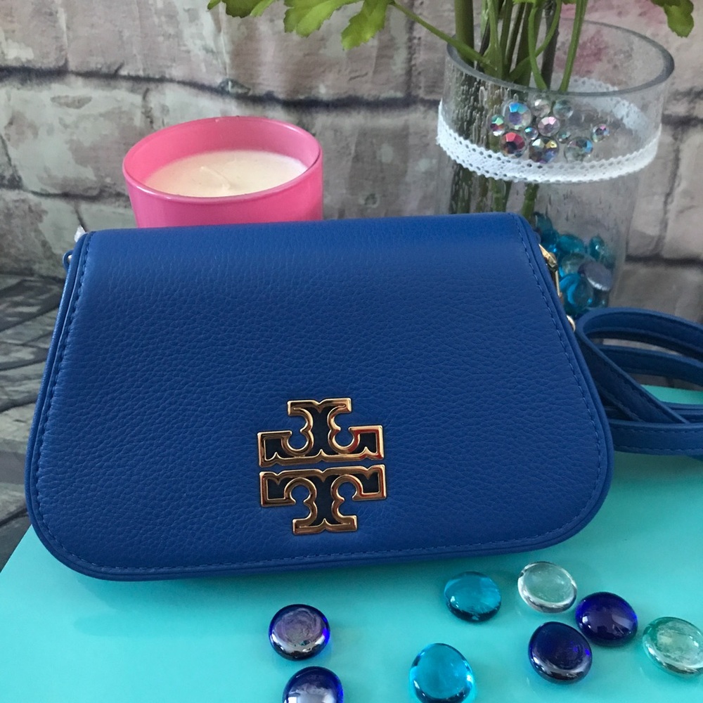 Tory Burch Britten Mini Bag Blondi Blue Crossbody - Picture 1 of 8
