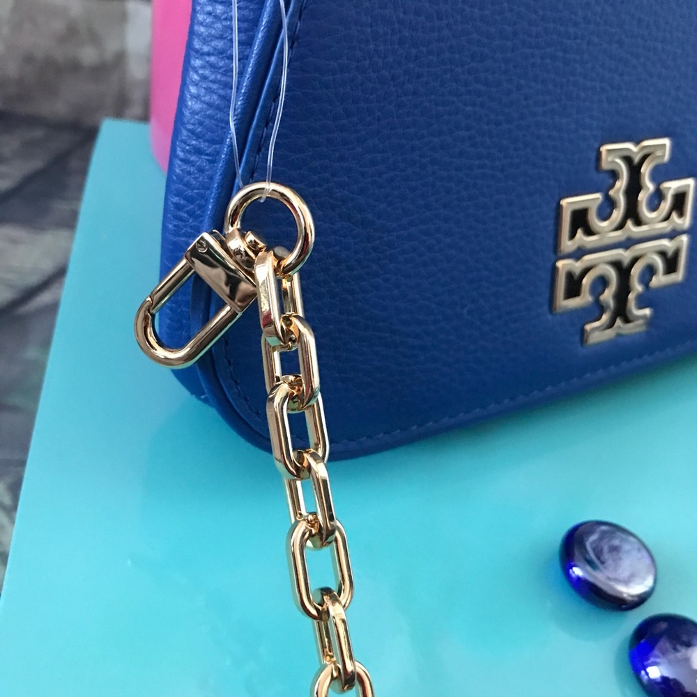 Tory Burch Britten Mini Bag Blondi Blue Crossbody - Picture 2 of 8