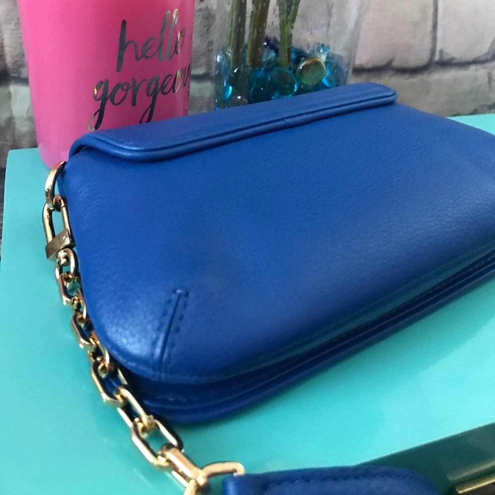 Tory Burch Britten Mini Bag Blondi Blue Crossbody - Picture 3 of 8