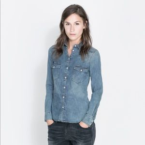 Zara stretchy denim shirt