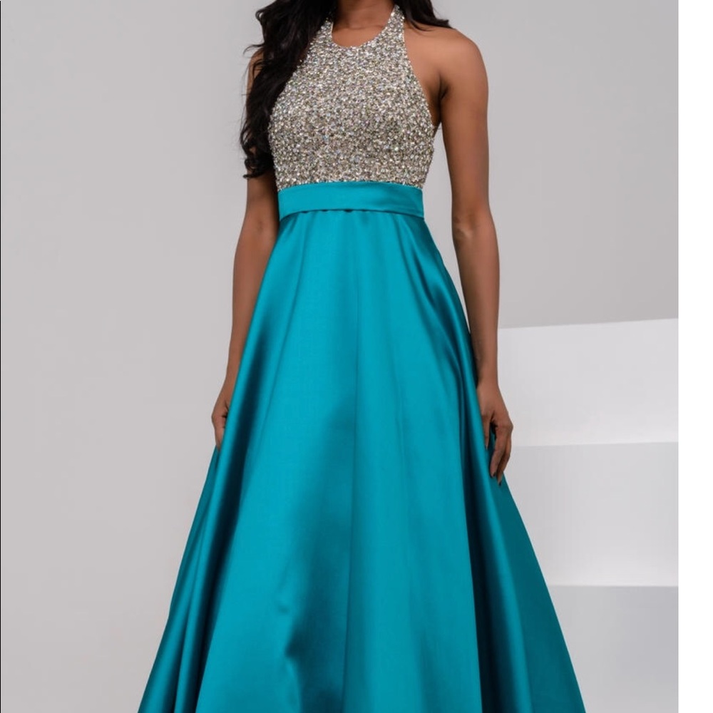 Jovani 29160 Teal & Silver Ball Gown Size 6-OFFER?