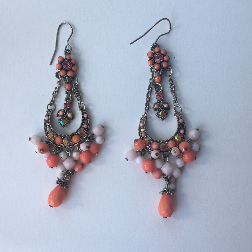 Orange Multi-Color Jeweled Earrings