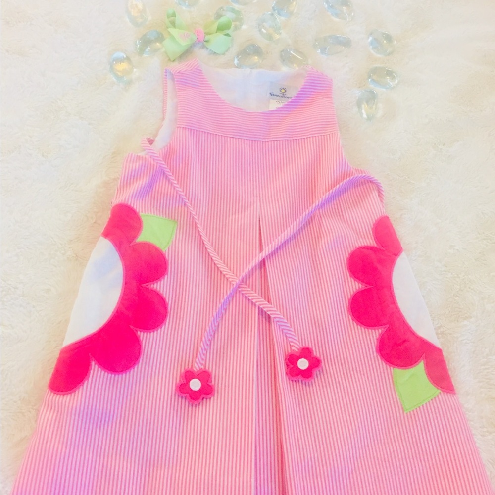 Florence Eiseman Pink/White Flower Appliqué Dress