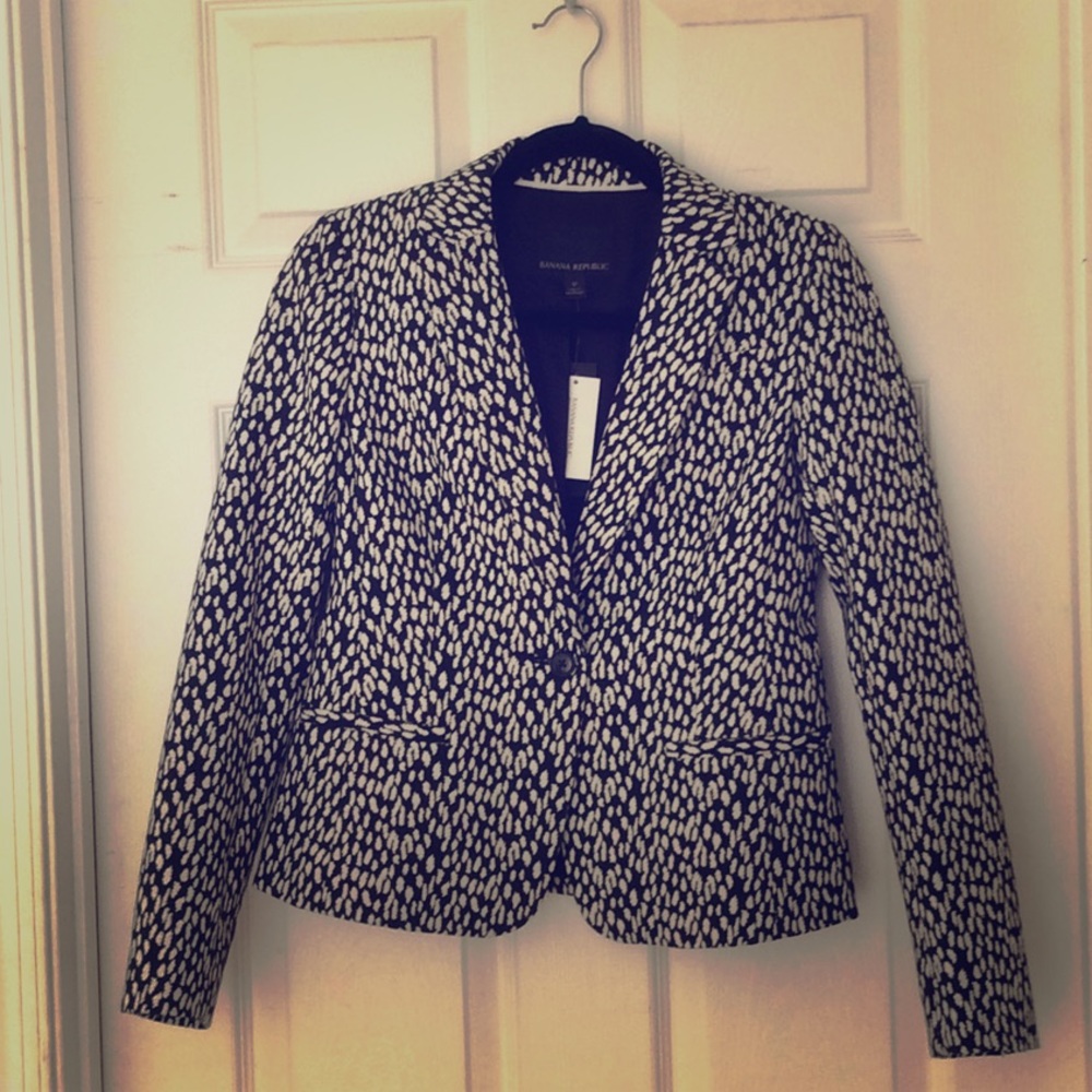 Banana Republic B&W Animal Print Blazer