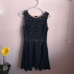 Blue lace dress.