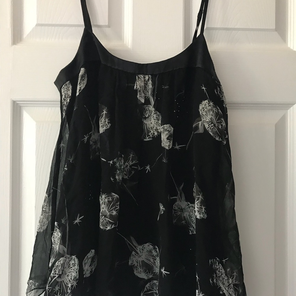 NWT Rebecca Taylor Black Floral Crystal Top Size 4 Womens