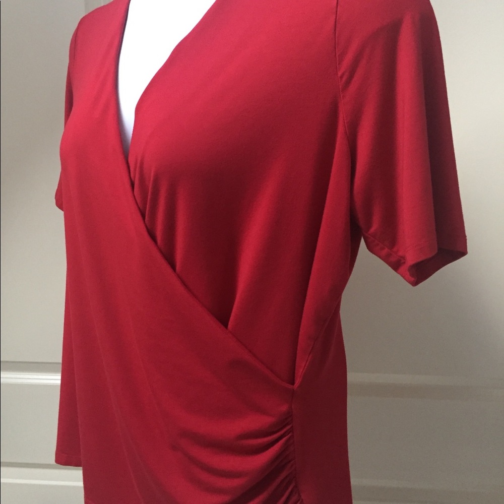 NWOT Talbots Red Faux Wrap V-neck Top, Size 1X