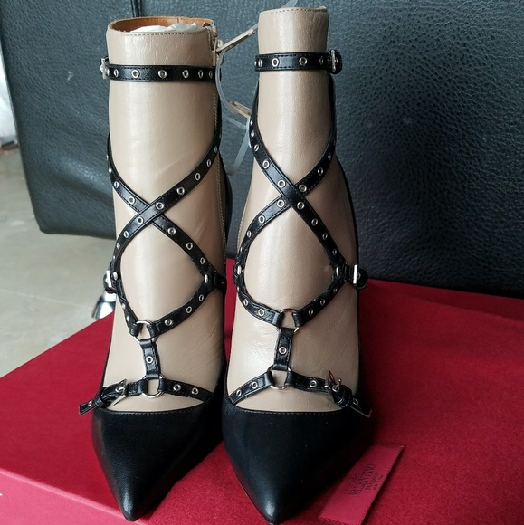 Valentino leather ankle booties 36 nude/black - Picture 2 of 4