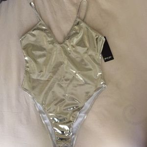 Nasty Gal Silver Bodysuit NWT Size US 4