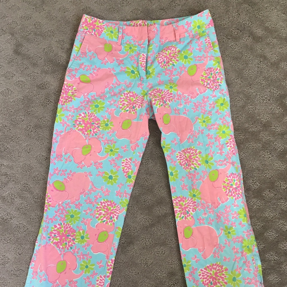 Lilly Pulitzer Capri Pants Cute Elephant print Y2K