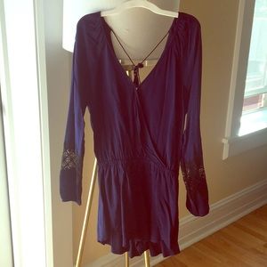 Long sleeve navy blue romper