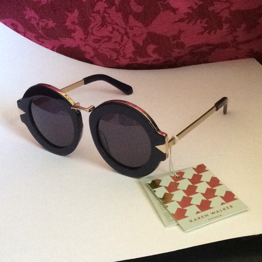 Karen Walker - NWT! Navy/Gold Maze Sunglasses