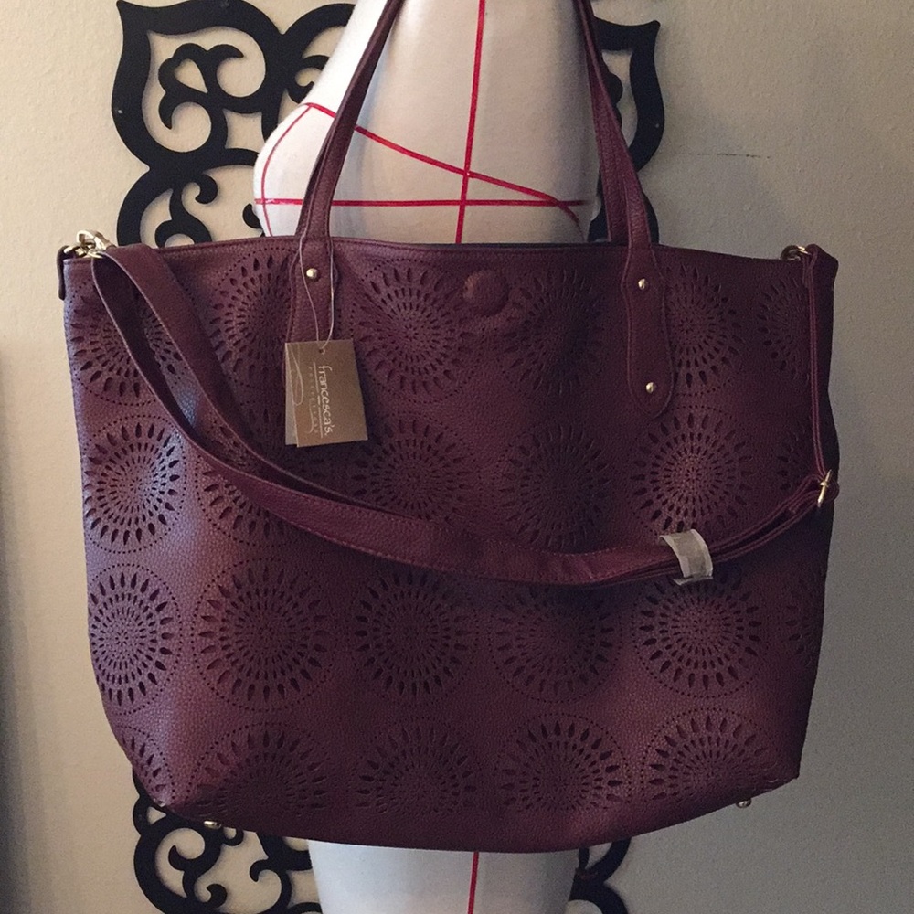 Francesca’s Large Maroon Pattern Tote