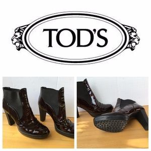 Tod's Black Patent Leather Booties Sz 37
