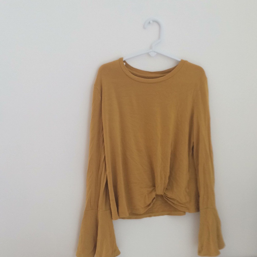 Gold bell bottom sleeved top