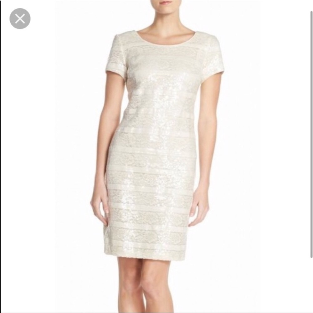🆕Donna Ricco Sequin embellished Lace Sheath Dress