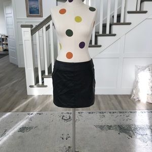 Leather black mini skirt