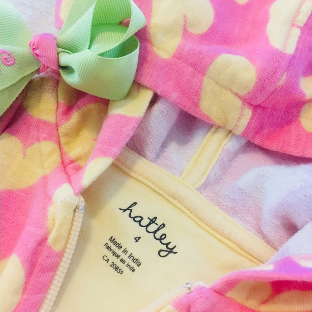 Hatley Pink w/yellow Hearts Zipfront Sweatshirt