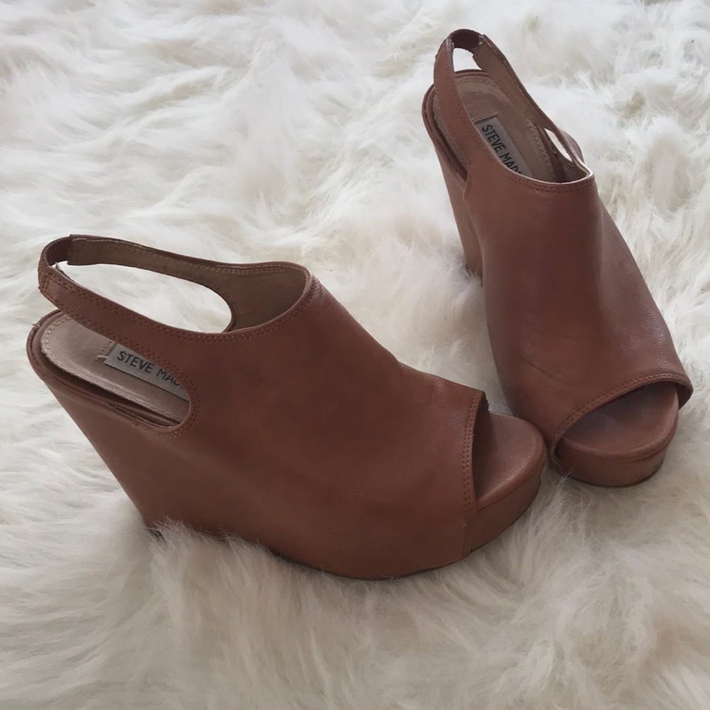 Steve Madden Brown Leather Wedge Heels