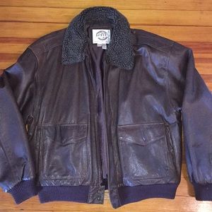 Leather bomber jacket