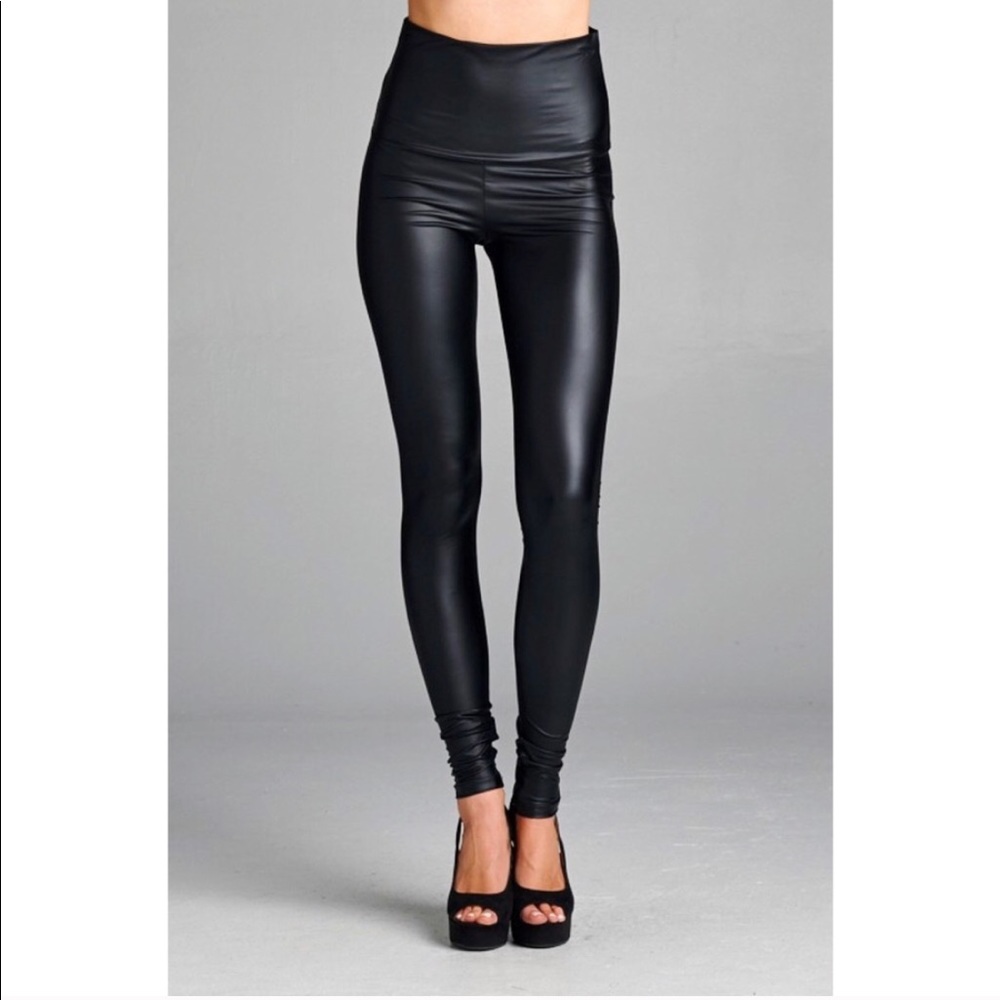 S-XL Avail! High Waisted Vegan Leather Leggings