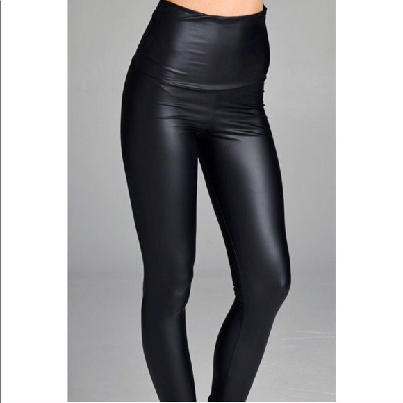 S-XL Avail! High Waisted Vegan Leather Leggings - Picture 2 of 7