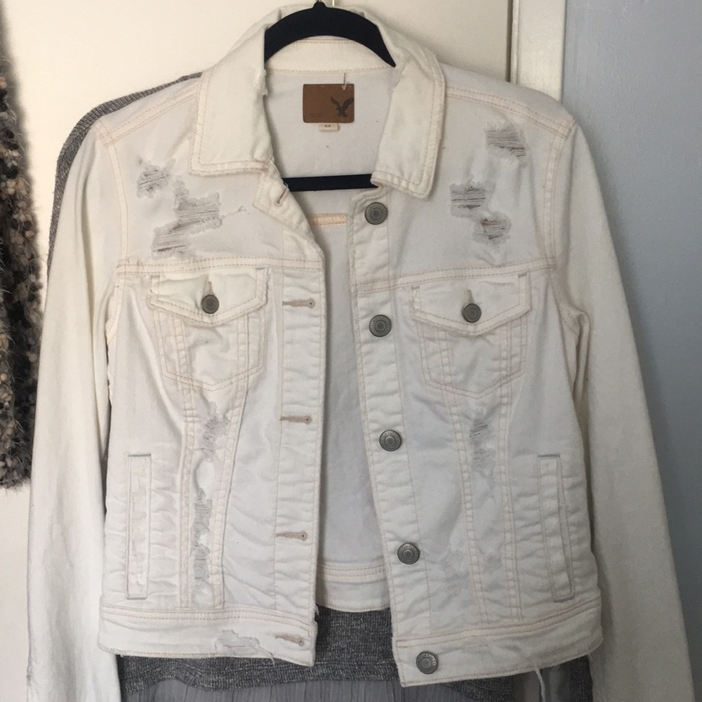 American Eagle White Denim Jacket
