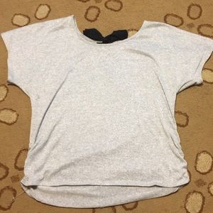 Gray shirt with black bow