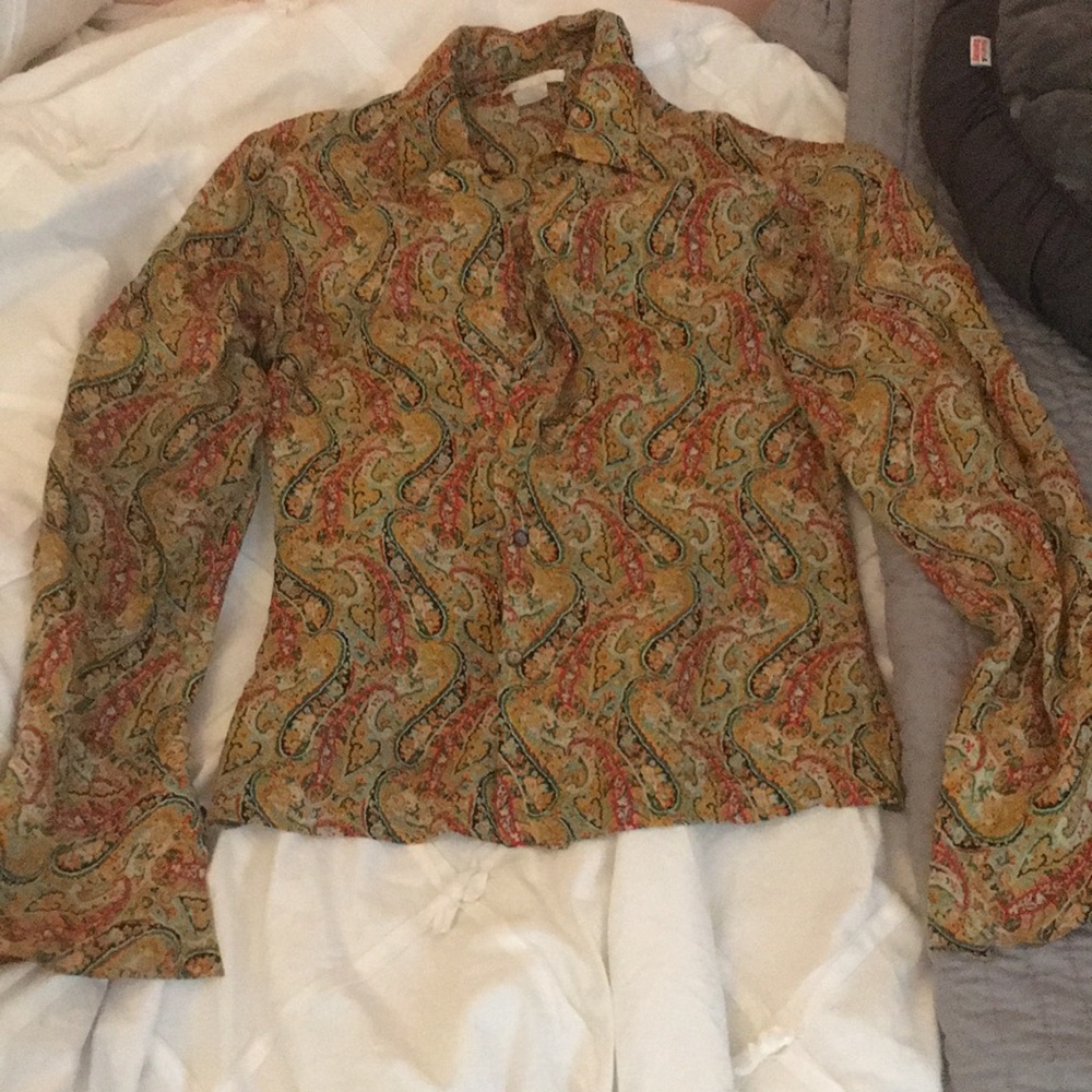 Pure Joy Paisley Print 100% Silk Button Up