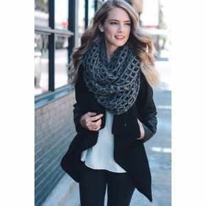 Dark Gray, open waffle knit infinity scarf