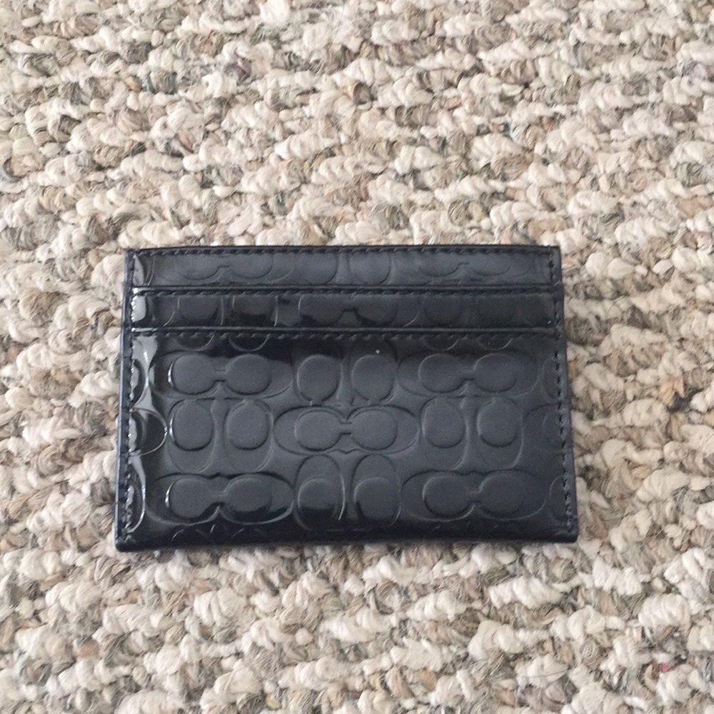 Coach Black leather card holder