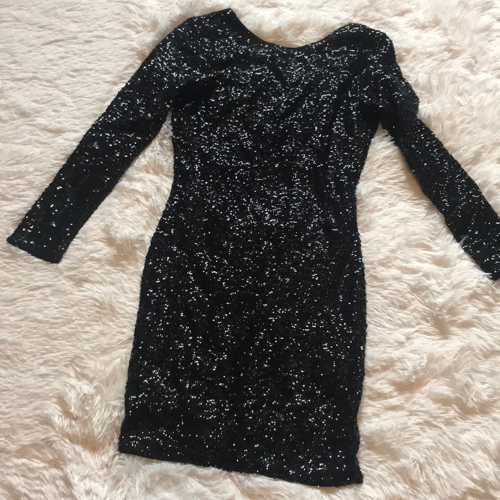 H&M Black sequined mini dress.
