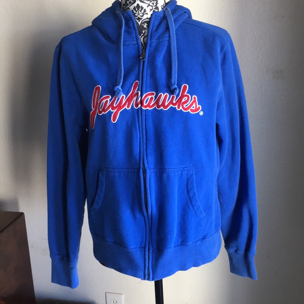 Unisex Sz M KU Jayhawks zip front hoodie EUC
