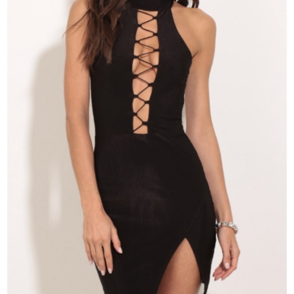 High Neck Lace-Up Dress