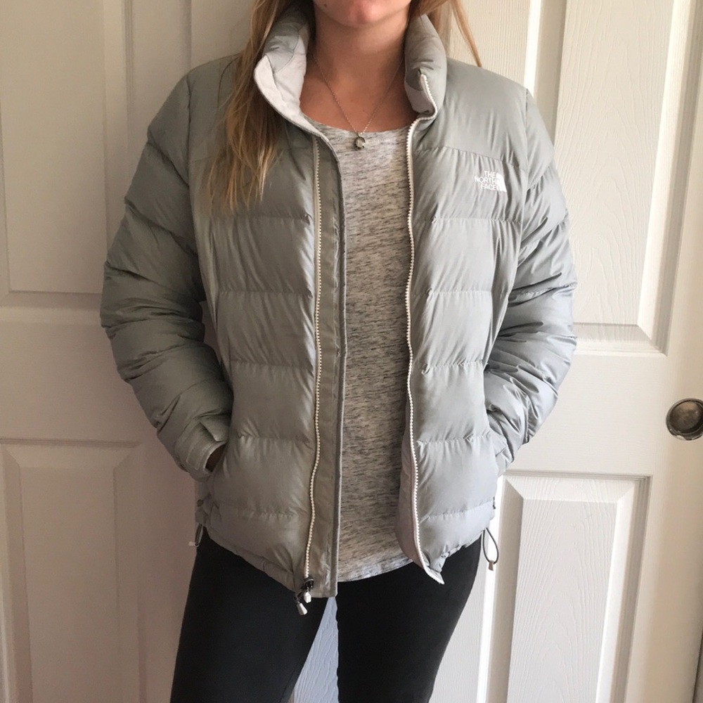 Heather gray insulated North Face jacket