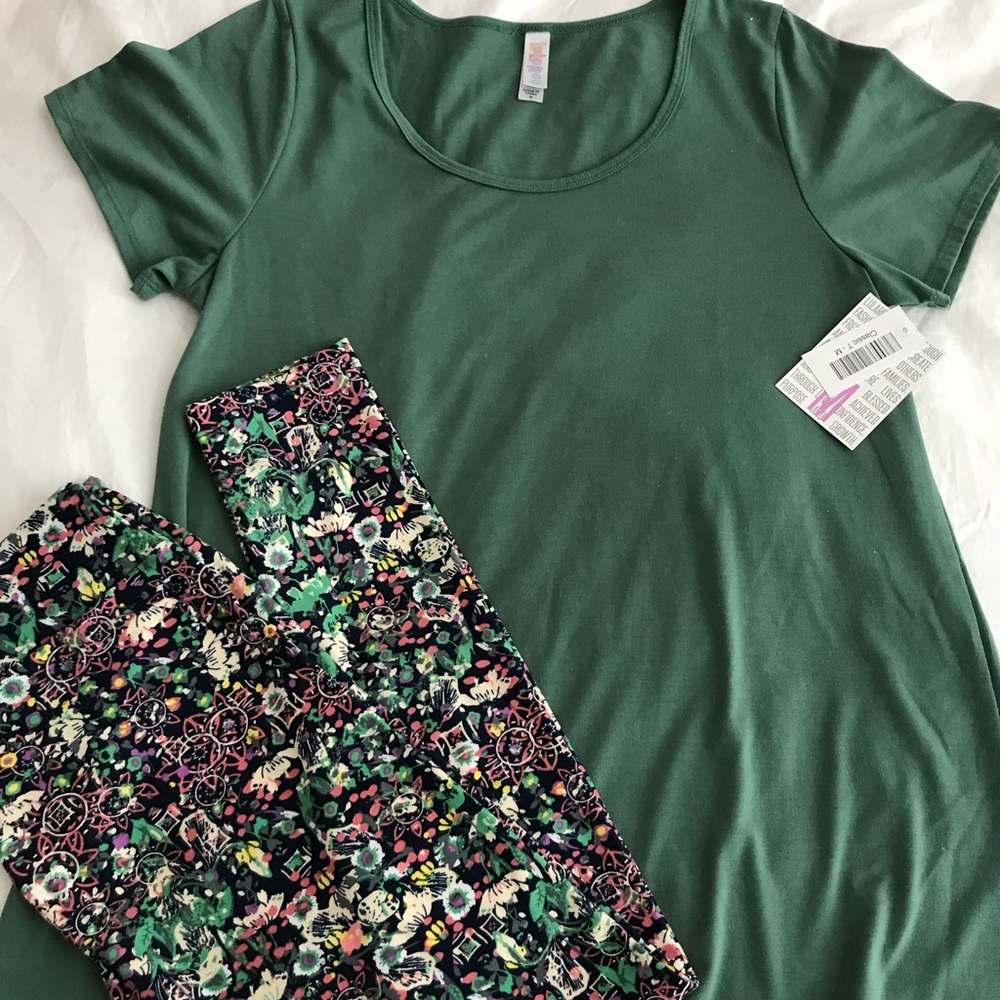 Lularoe green classic floral outfit