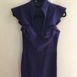 Black Halo purple Keyhole Ruffle Sheath size 2