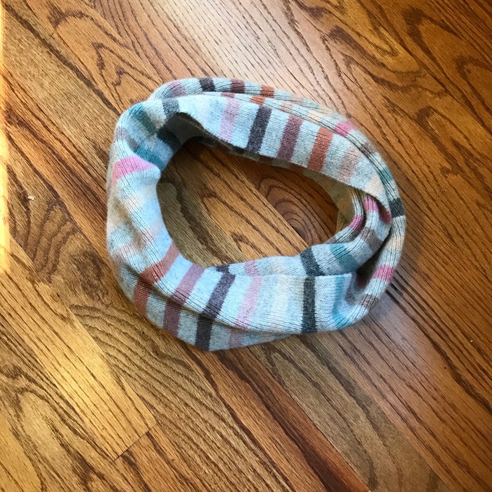 Grey Multi-colored striped infinity scarf