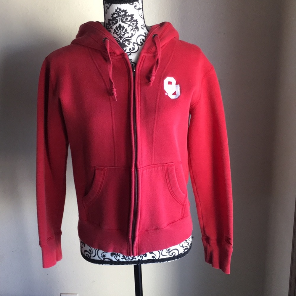 Ladies OU Sooners zip front hoodie Sz L very GUC