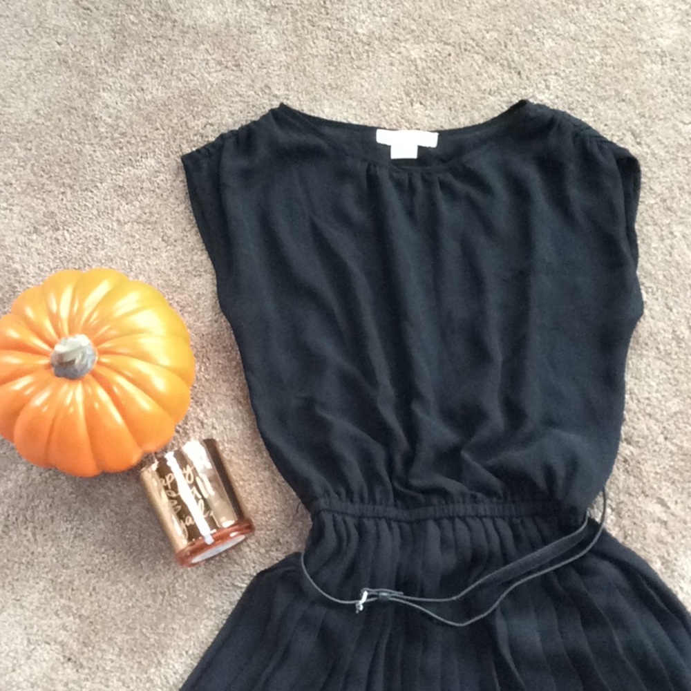 Michael Kors black high-low dress with belt