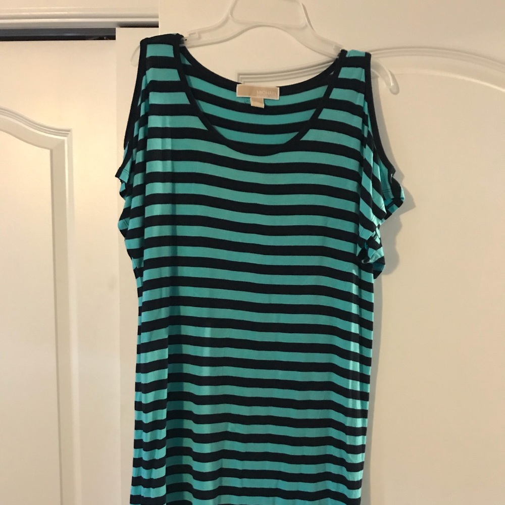 Michael Kors cold shoulder jersey dress.