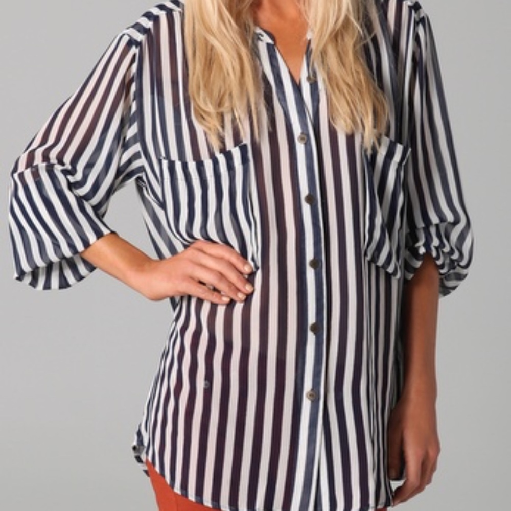 MINKPINK Candyman Striped Blouse