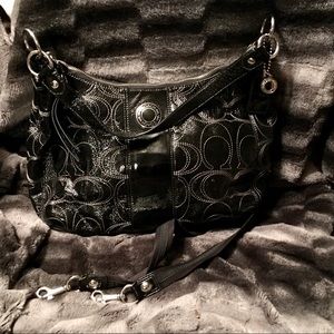 Coach Signature Bag in Black Patent