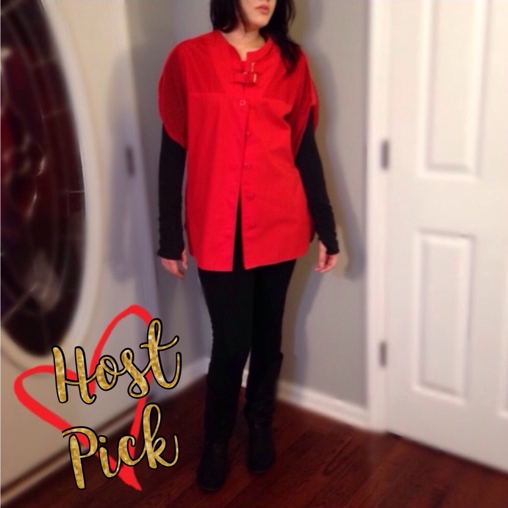 🆕 JACKET VINTAGE BUTTON UP SHORT SLEEVE IN RED