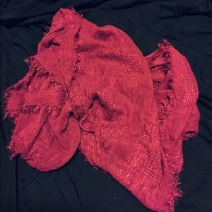 Pink fringed infinity scarf