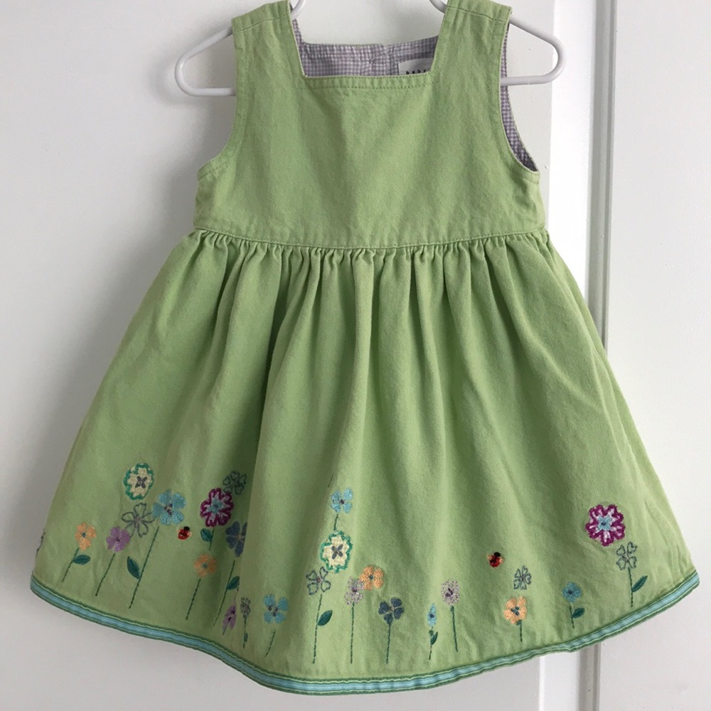 Baby gap green flower embellished toddler dress