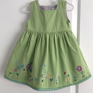 Baby gap green flower embellished toddler dress
