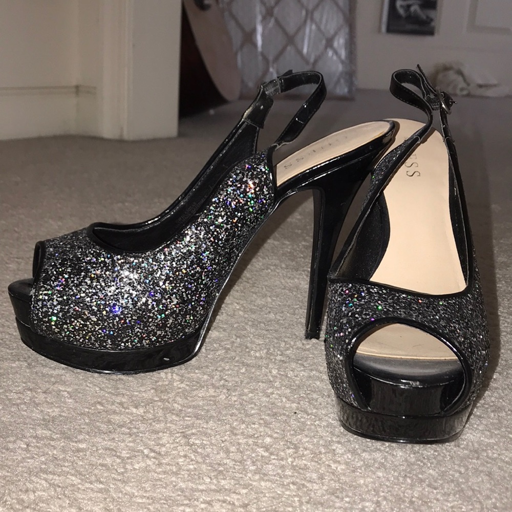 Black glitter Guess heels