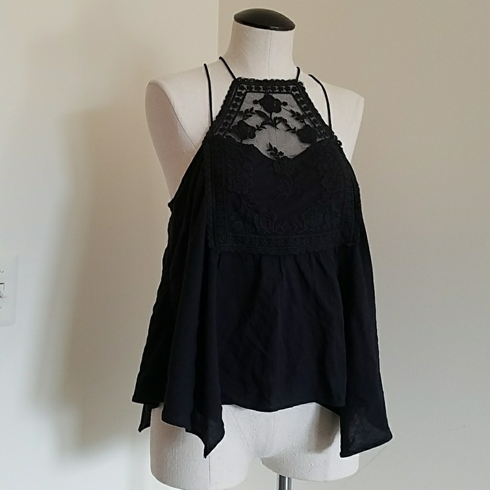 Flowy black lace Abercrombie and Fitch tank